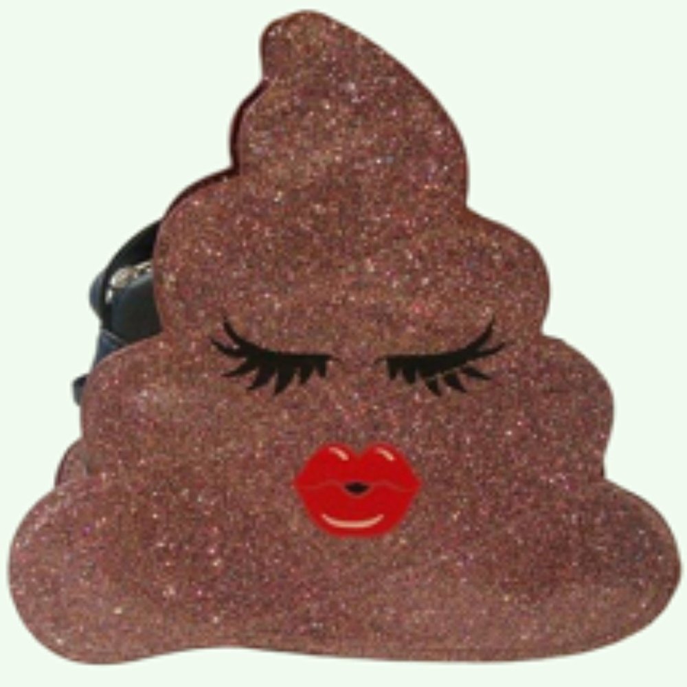No Boundaries  Poop Emogi Glitter Sparkle Kiss Purse - Picture 2 of 6